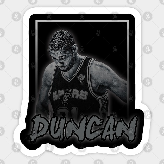 Tim Duncan\\Basketball Legend Vintage Style Sticker by Mysimplicity.art